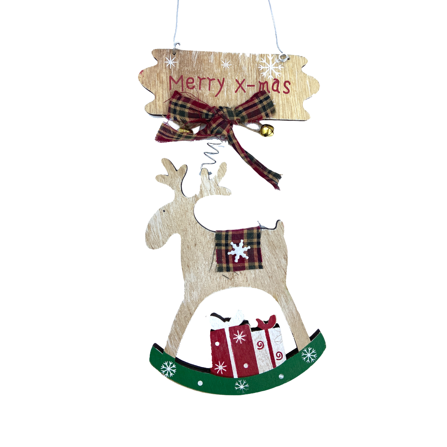 Χριστουγεννιάτικη Κρεμαστή Ταμπέλα Τάρανδος X-mas 12,2x36cm