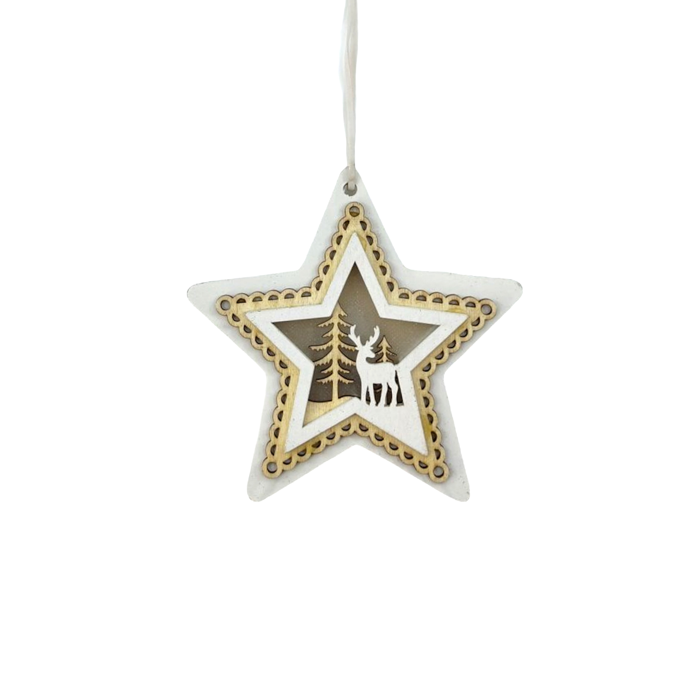 Χριστουγεννιάτικο Στολίδι Δέντρου 3 Σχέδια Τάρανδος Λευκό Φως 13,5x11,5x1,5cm