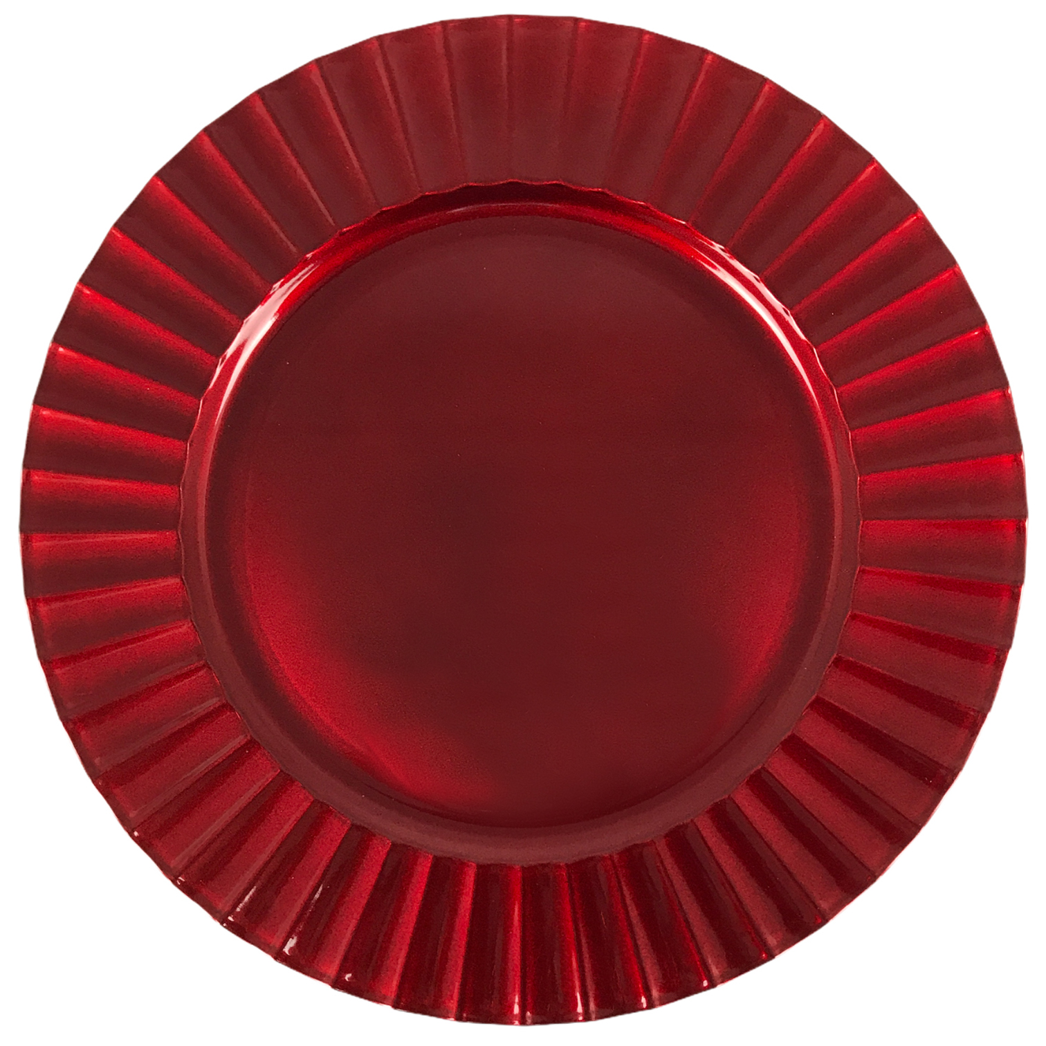 Χριστουγεννιάτικη Πιατέλα Διακοσμητική Πλαστική Κόκκινη Κυματιστή Άκρη 33cm