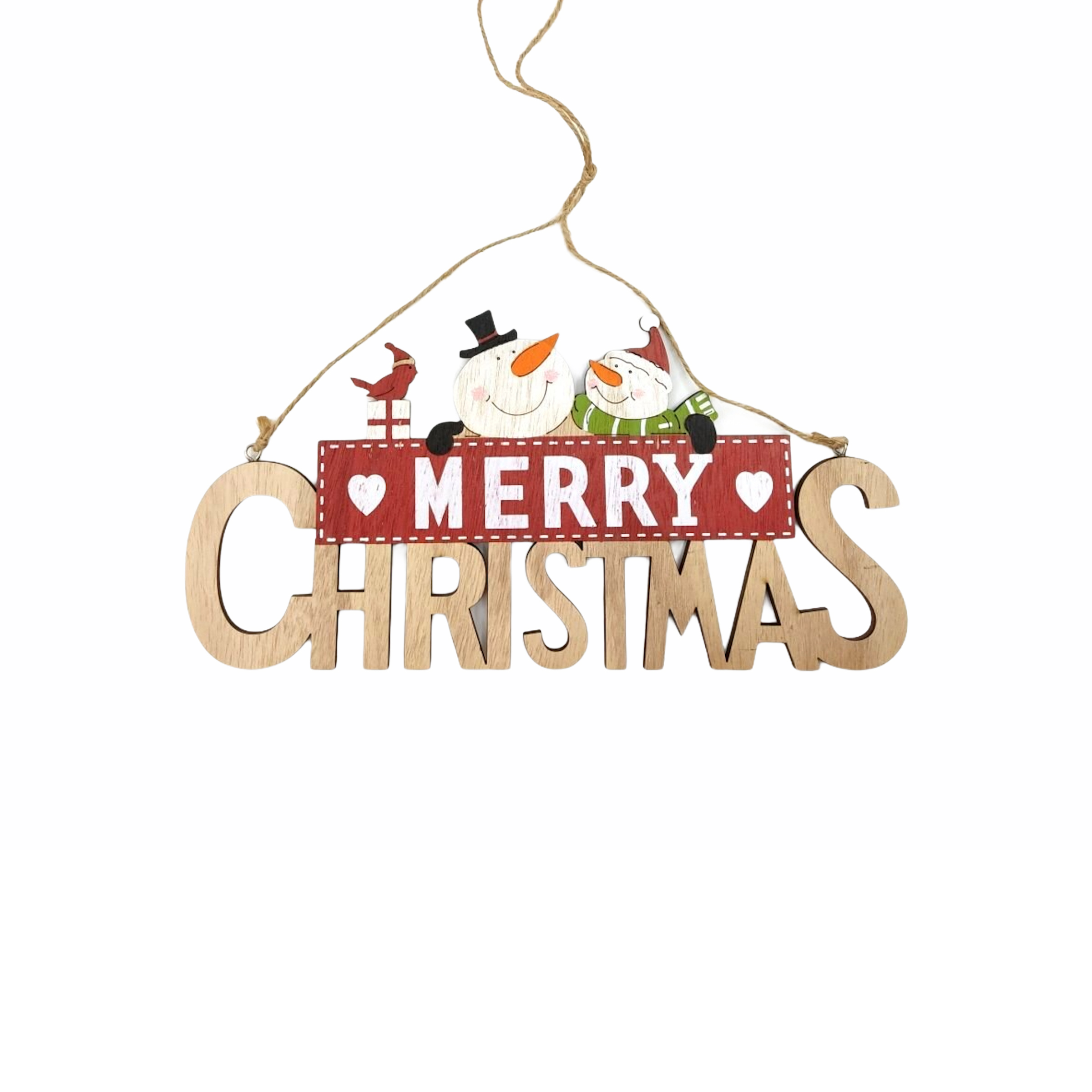 Χριστουγεννιάτικη Κρεμαστή Ταμπέλα Merry Christmas Χιονάνθρωπος 26,5x13,4cm