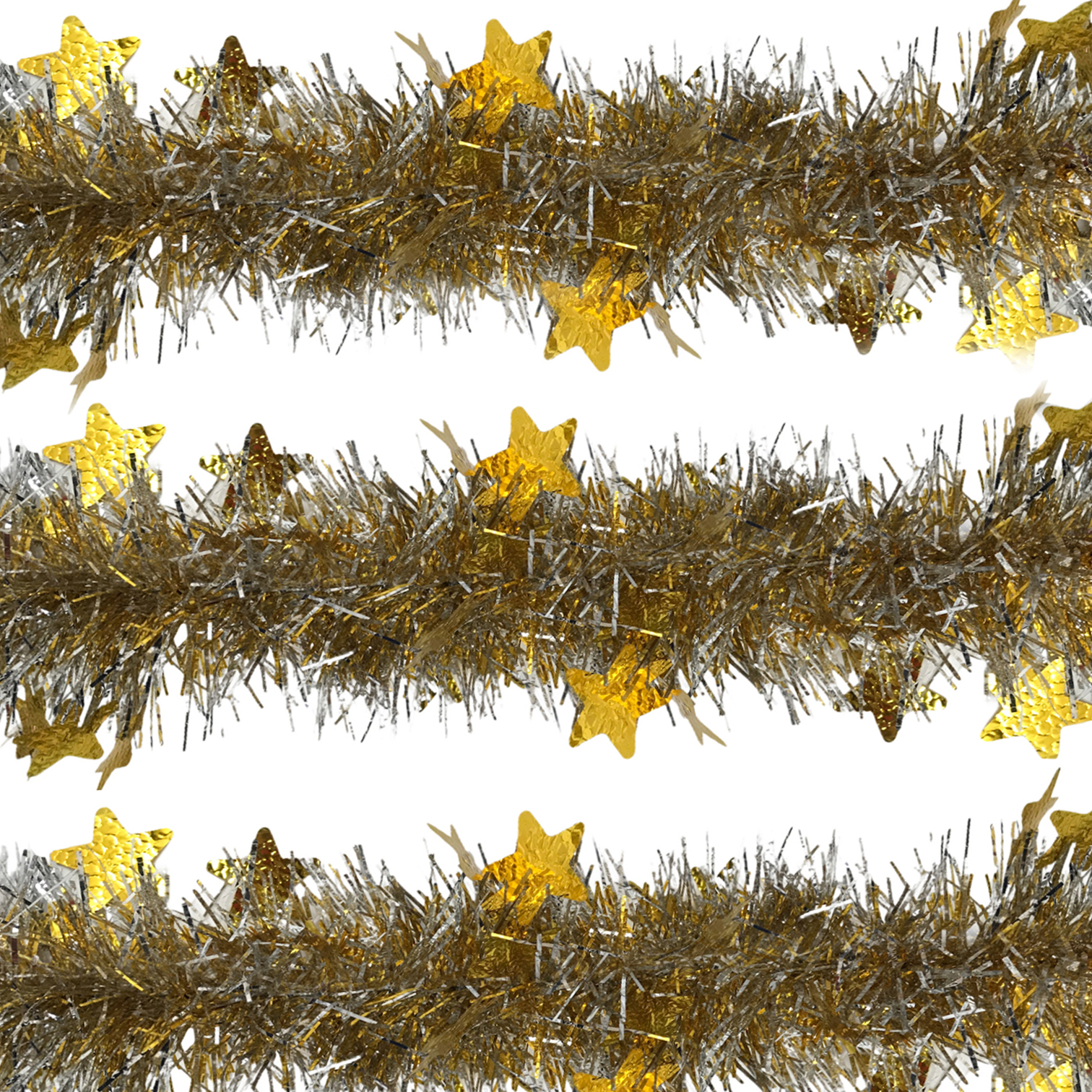 Χριστουγεννιάτικη Τρέσα 6 Χρώματα Αστέρια Σφυρήλατο Tinsel 2m