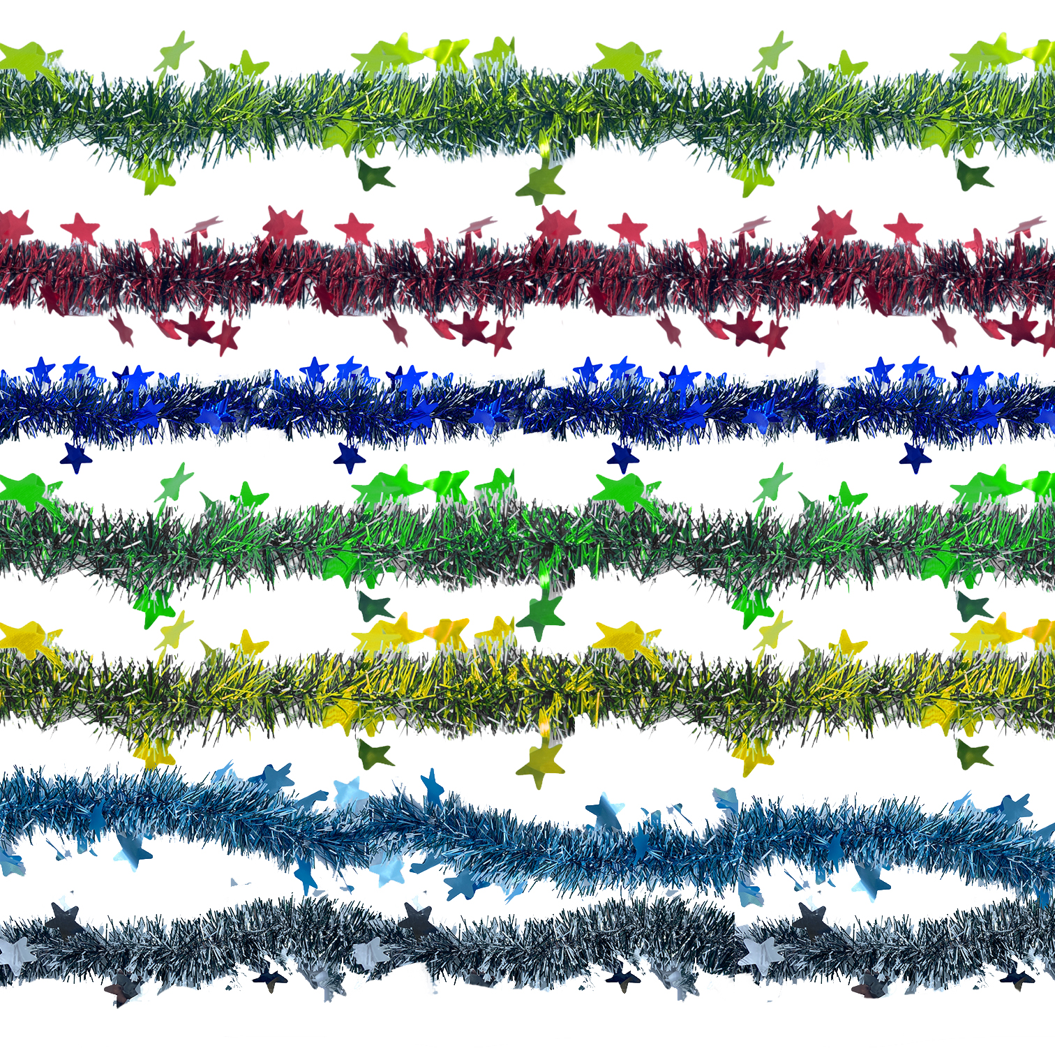 Χριστουγεννιάτικη Τρέσα Αστέρι Tinsel 4 Χρώματα 2m