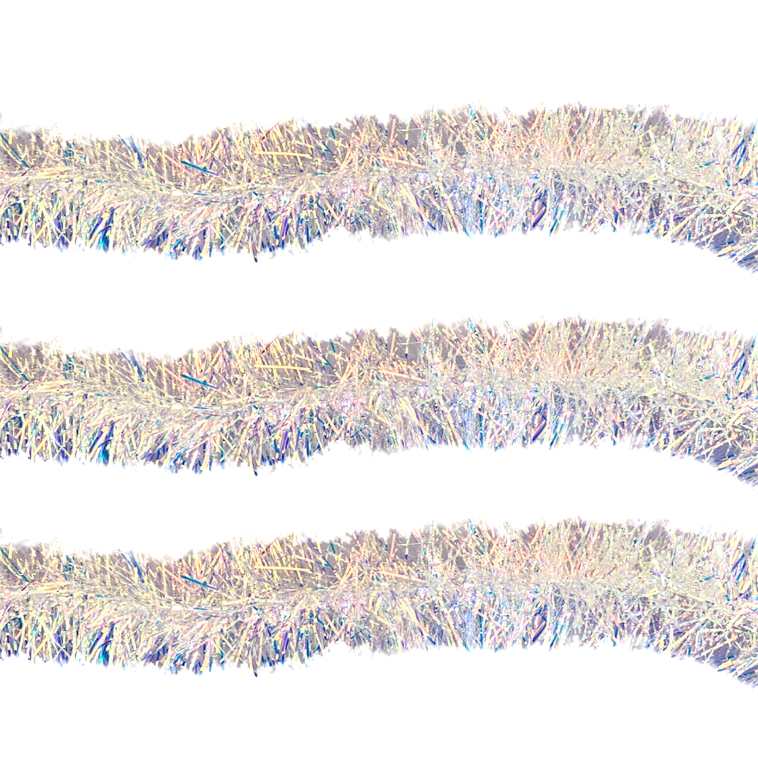 Χριστουγεννιάτικη Τρέσα 7cm Λευκή Ιριδίζουσα Tinsel 2m