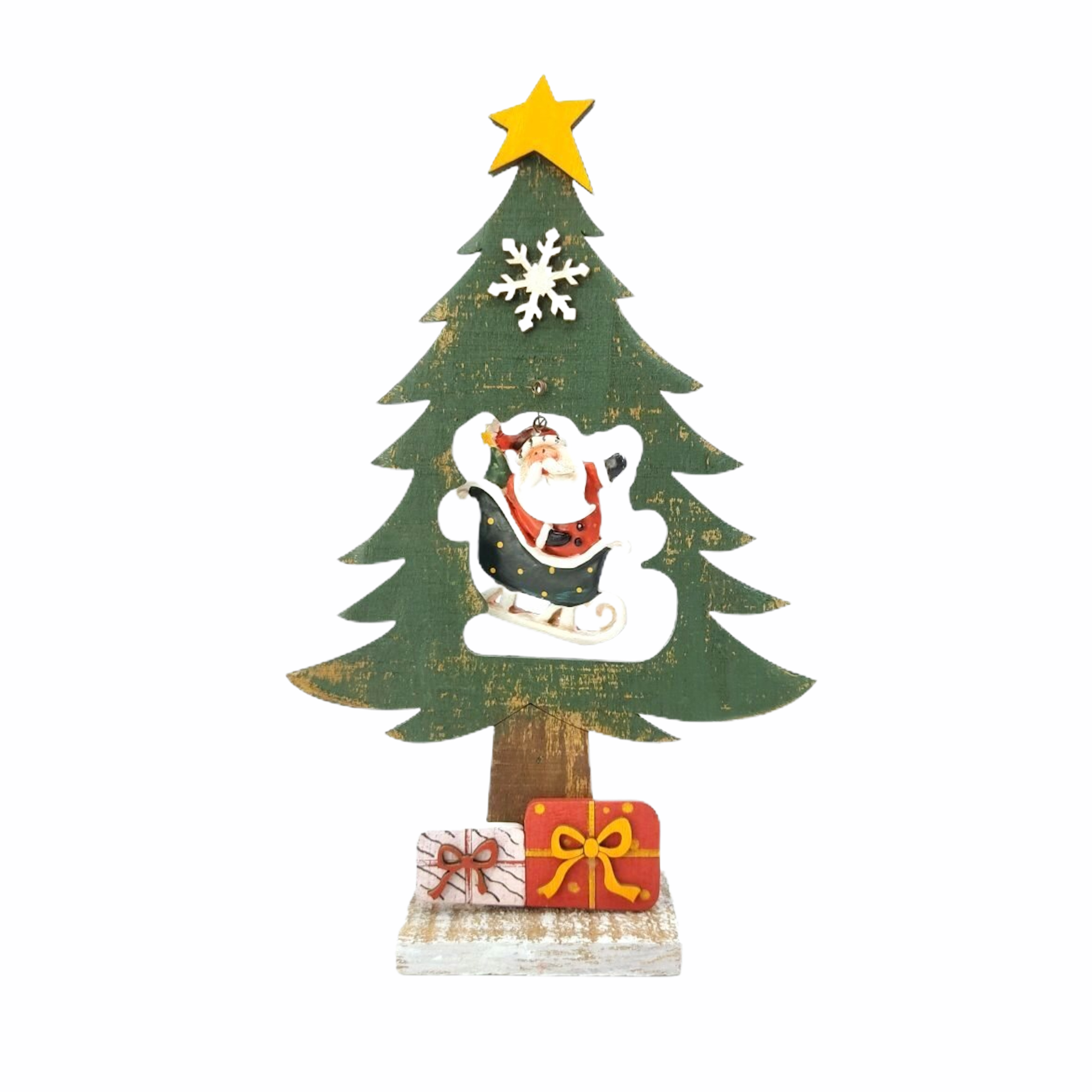 Χριστουγεννιάτικο Επιτραπέζιο Διακοσμητικό Δεντράκι Άη Βασίλης/ Χιονάνθρωπος 25x15cm