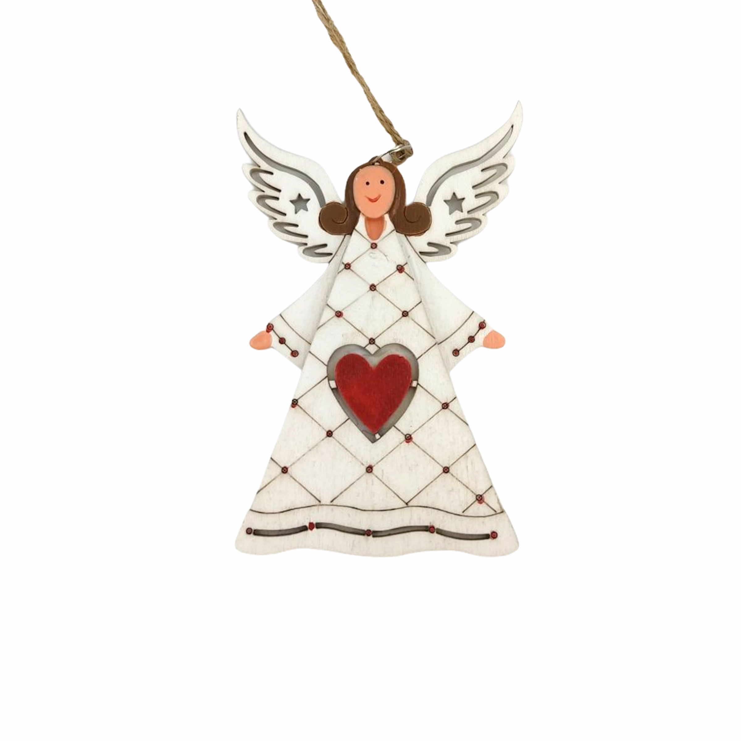 Χριστουγεννιάτικο Στολίδι Ξύλινο Αγγελάκι Χρωματιστό 4 Σχέδια 14cm