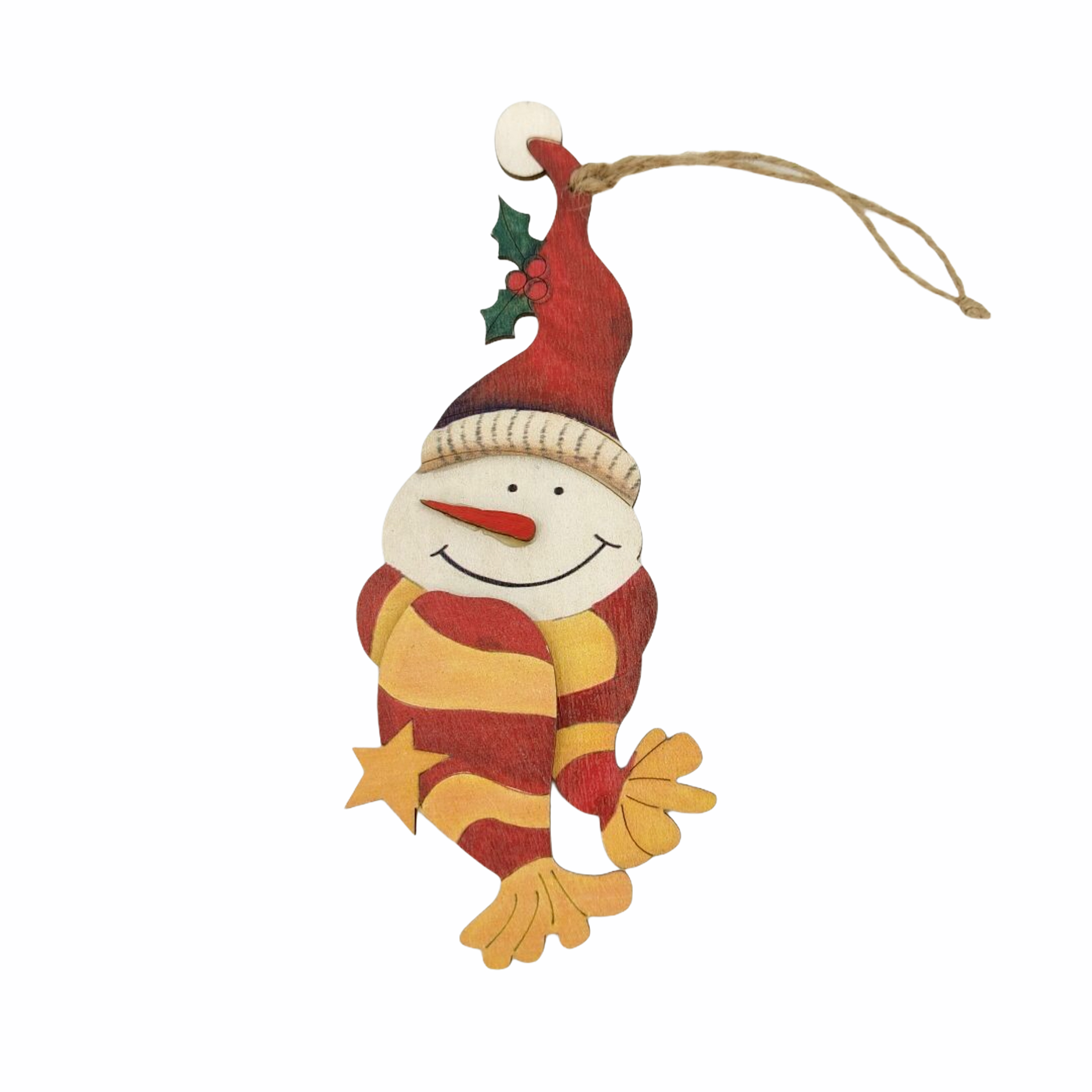 Χριστουγεννιάτικο Στολίδι Ξύλινο Χιονάνθρωπος Κασκόλ 28cm