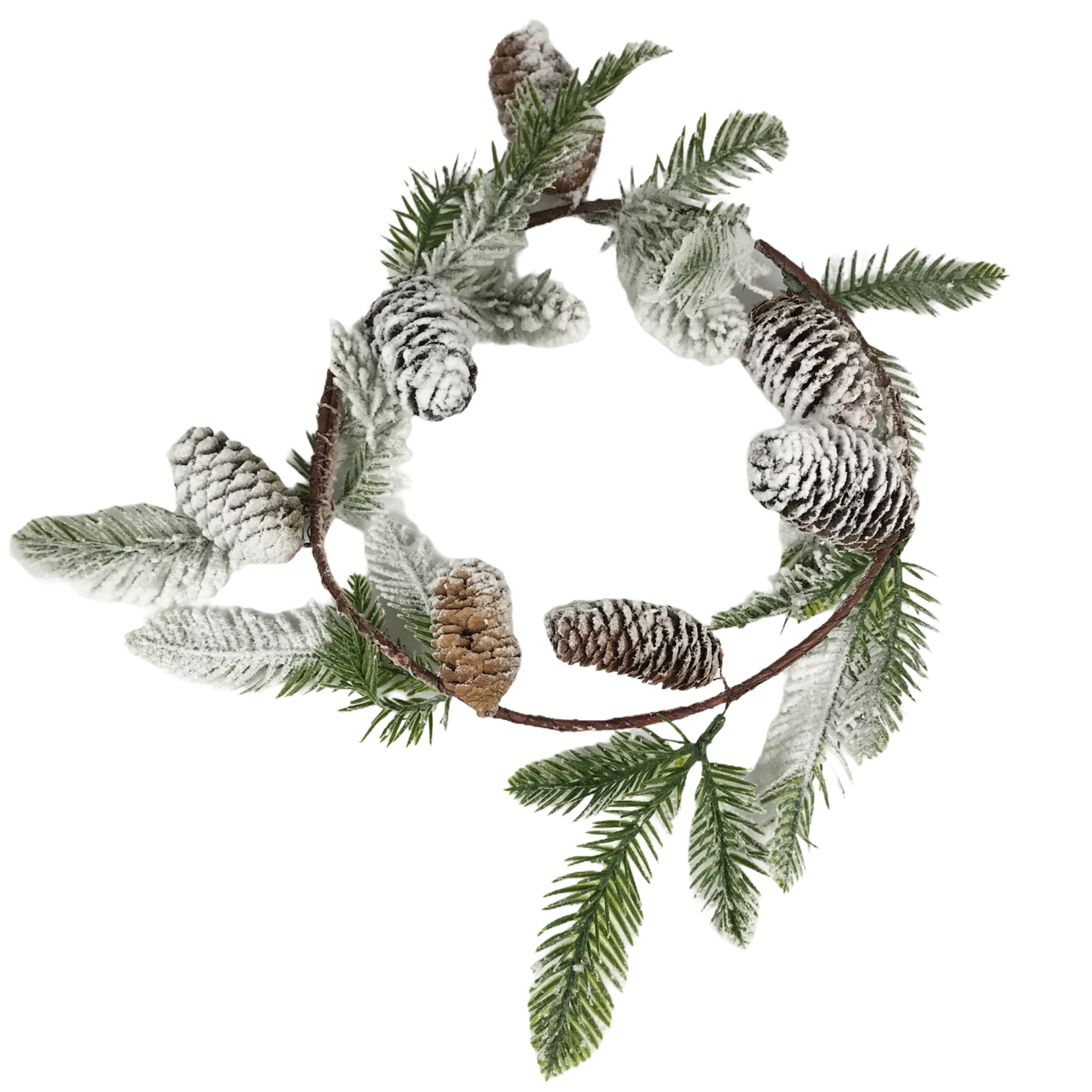Χριστουγεννιάτικο Διακοσμητικό Στεφάνι Κλαδάκια Κουνκουνάρια Χιονισμένο 24cm
