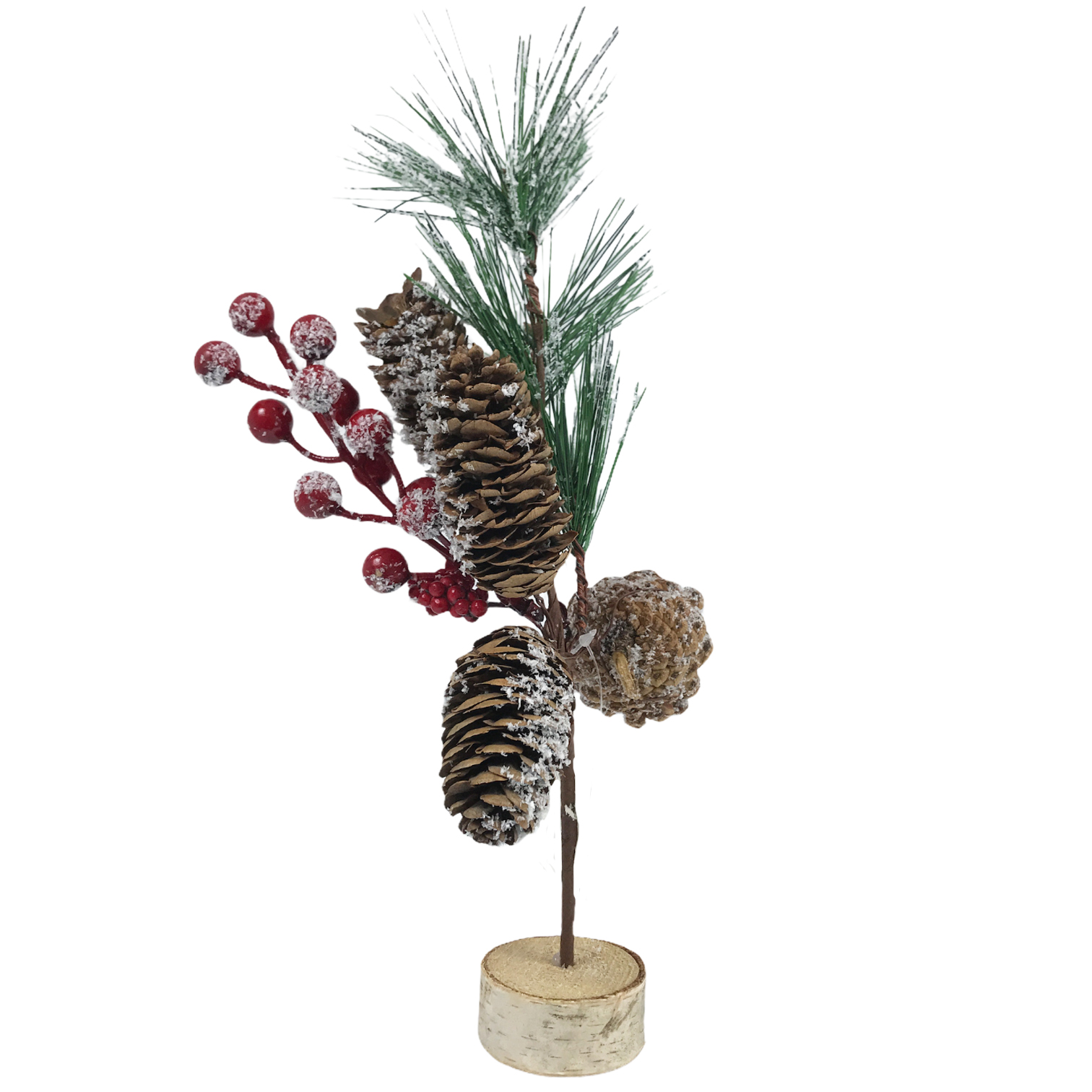 Χριστουγεννιάτικο Επιτραπέζιο Διακοσμητικό Κλαδί Κουκουνάρια Χιονισμένο 28cm