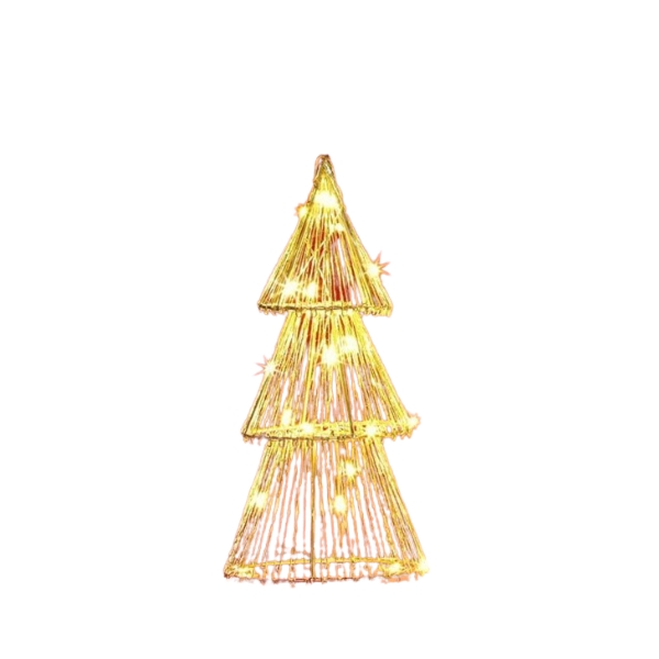 Χριστουγεννιάτικο Φωτιζόμενο Δεντράκι Led Χρυσό 12x12x24cm