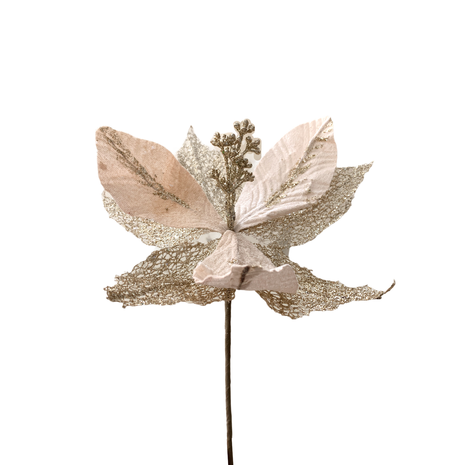 Χριστουγεννιάτικο Διακοσμητικό Αλεξανδρινό Σαμπανί Ανάγλυφη Δαντέλα Χρυσή Φ28 15cm