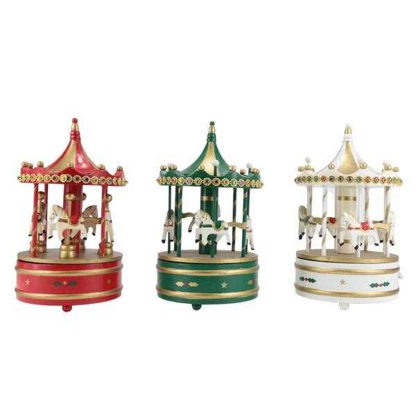 Χριστουγεννιάτικο Μουσικό Καρουζέλ 3 Χρώματα 14x14x23,5cm Σ24