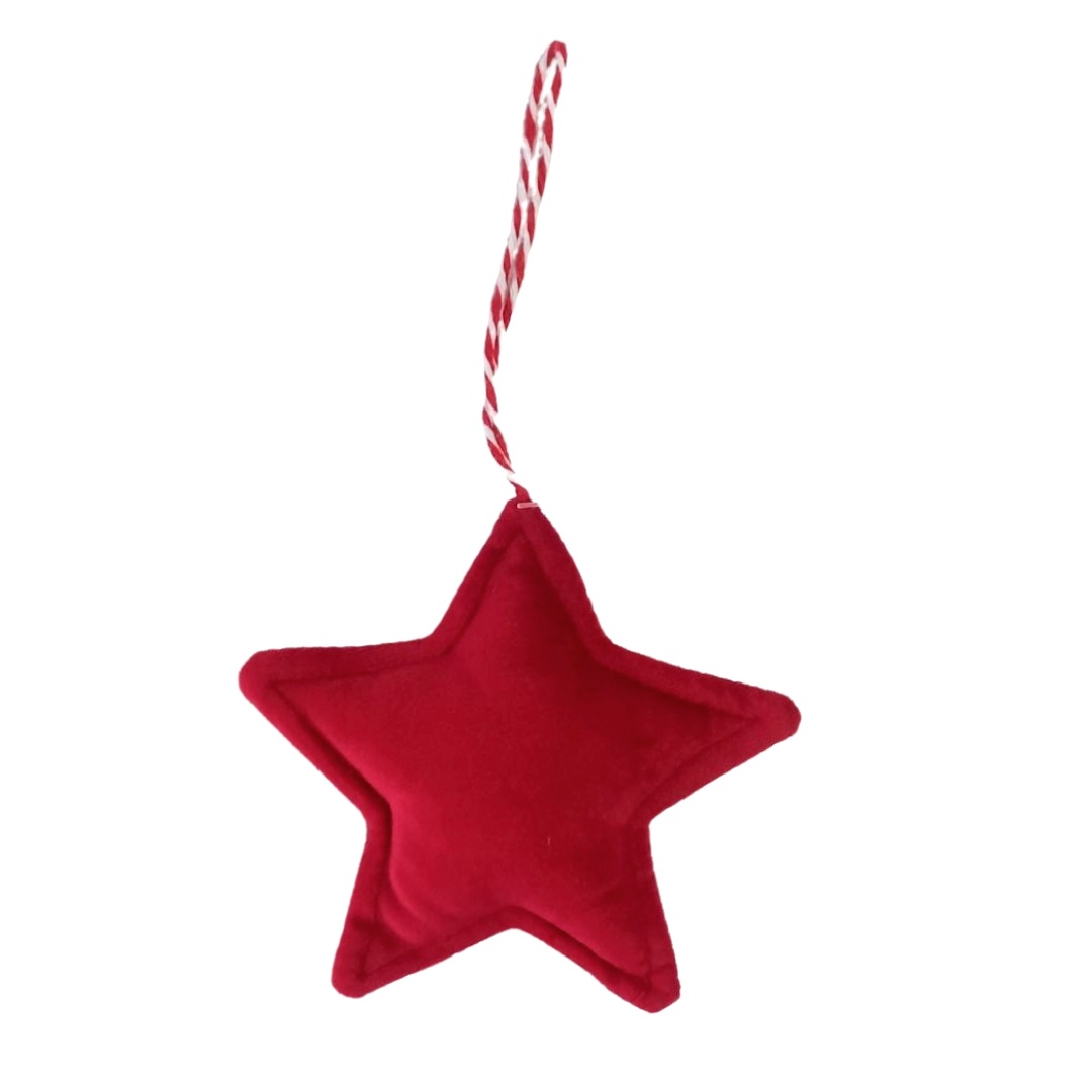 Χριστουγεννιάτικο Στολίδι Δέντρου Βελούδινο Αστέρι Κόκκινα 12x12x2cm