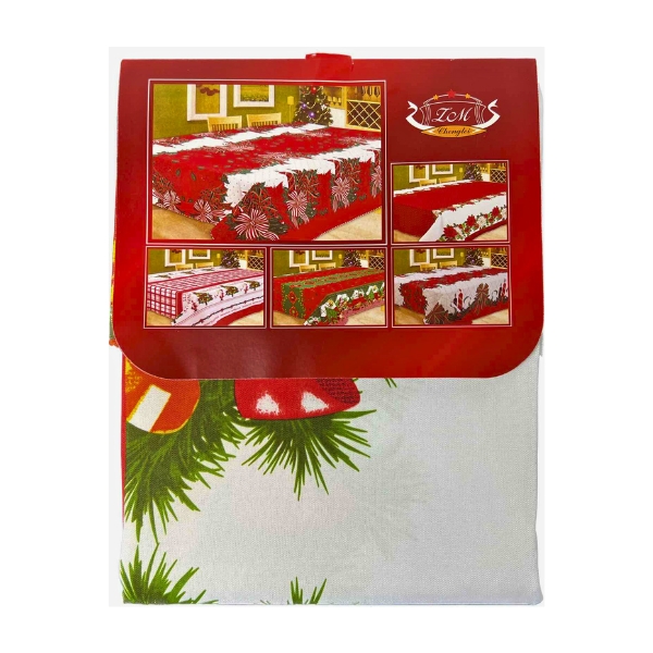 Χριστουγεννιάτικο Τραπεζομάντηλο Λευκό Με Καμπάνες 150x180cm