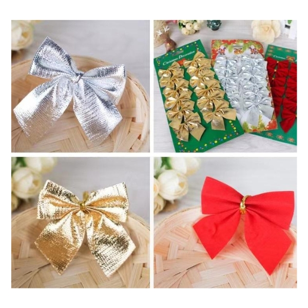 Χριστουγεννιάτικοι Φιόγκοι 12 τμχ 3 Χρώματα 25x13x1cm