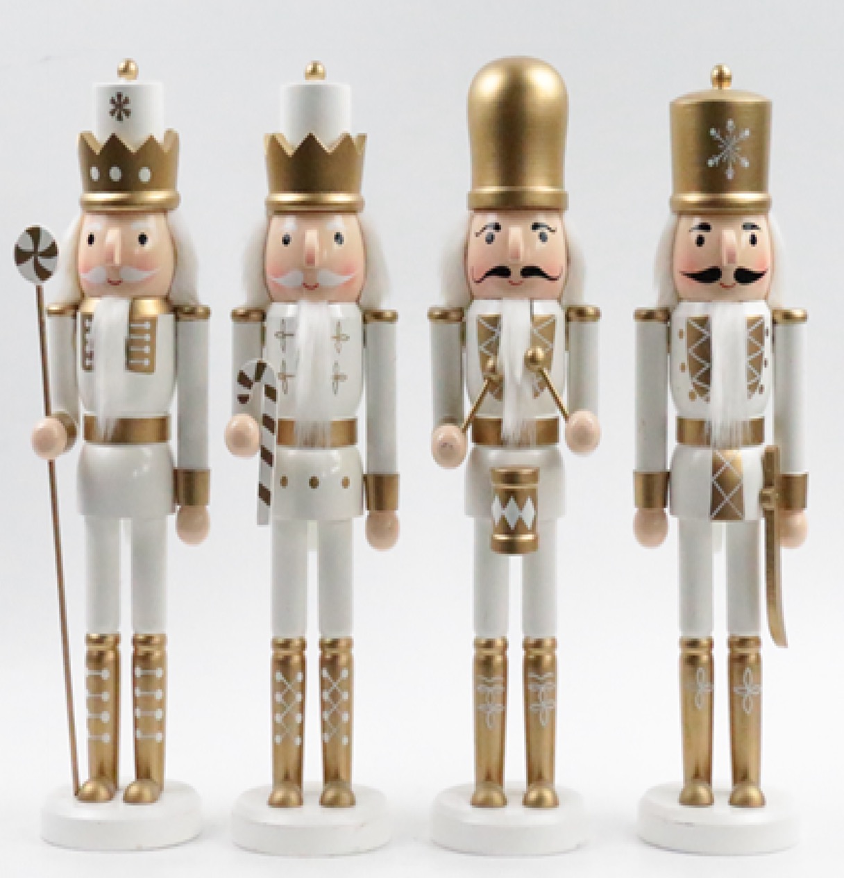 Χριστουγεννιάτικος Διακοσμητικός Στρατιώτης Λευκή-Χρυσή Στολή 4 Σχέδια 30cm