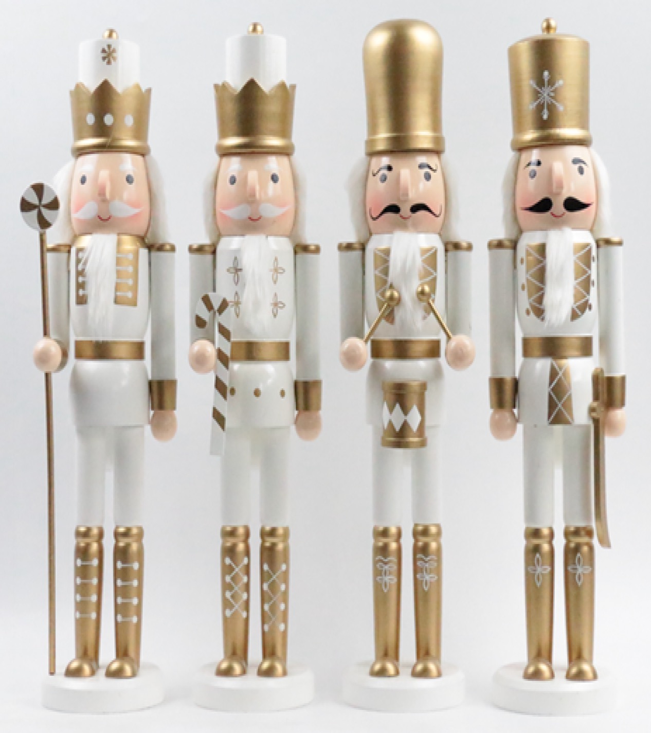 Χριστουγεννιάτικος Διακοσμητικός Στρατιώτης Λευκή-Χρυσή Στολή 4 Σχέδια 43cm