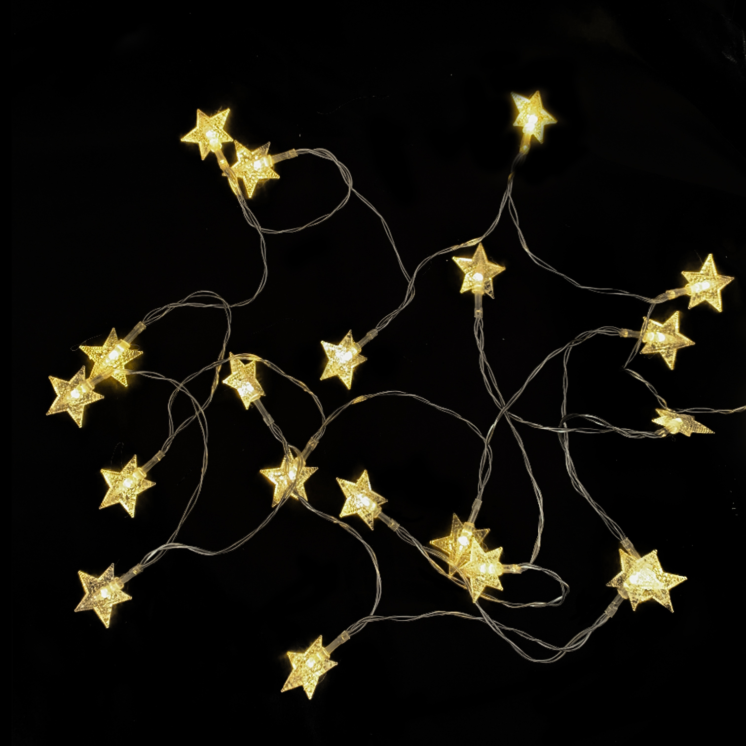 20 Διακοσμητικά Λαμπάκια  Μπαταρίας Αστεράκια Λευκό Θερμό 3m