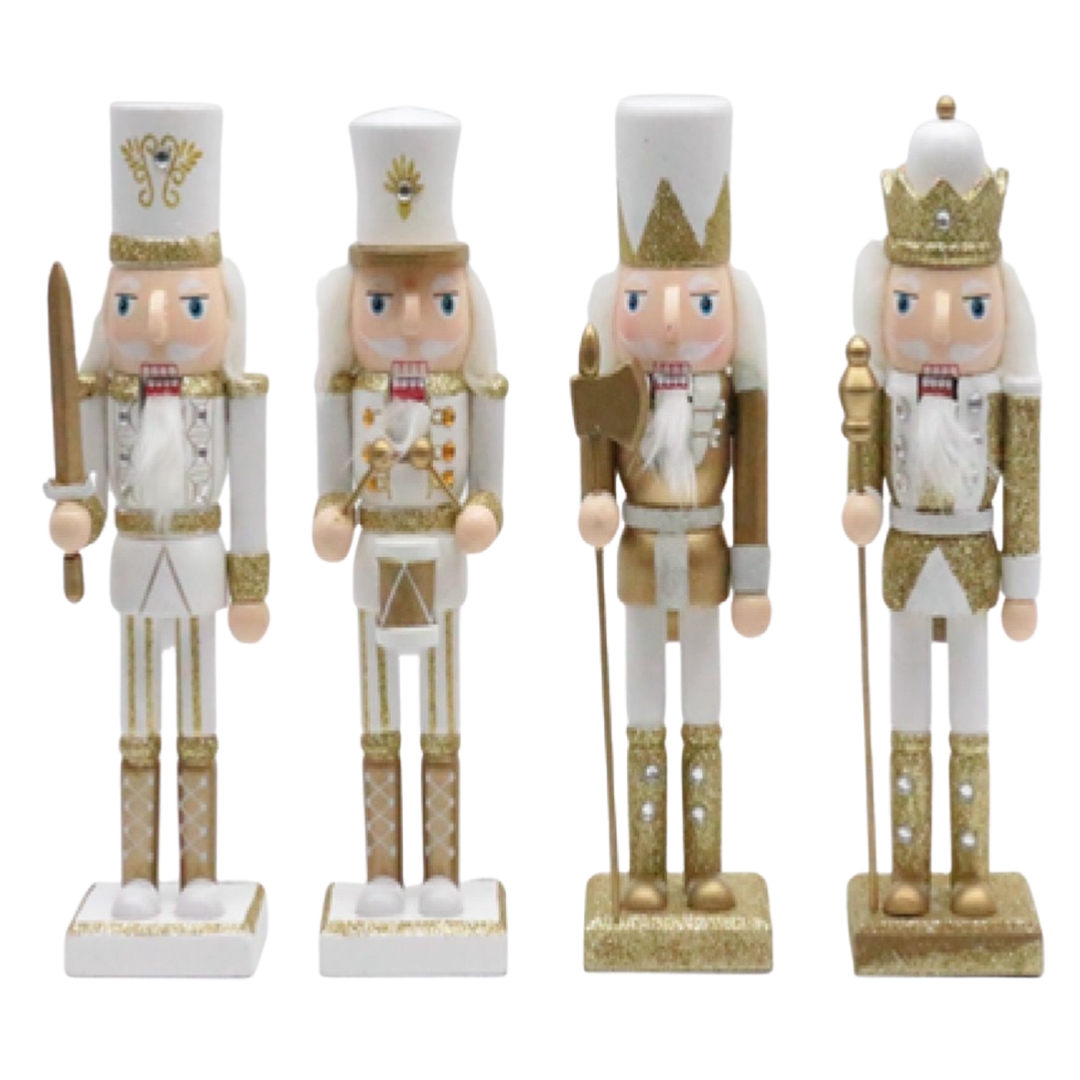 ΧΡΣ Διακοσμητικός Στρατιώτης Λευκή-Χρυσή Στολή 4 Σχέδια Στρας 25cm